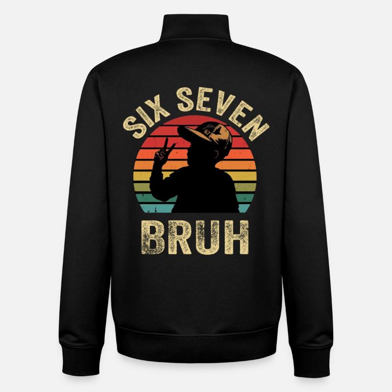 SixSeven Broth Silhouette rétro - Sweat zippé unisexe en coton bio Stanley/Stella - noir
