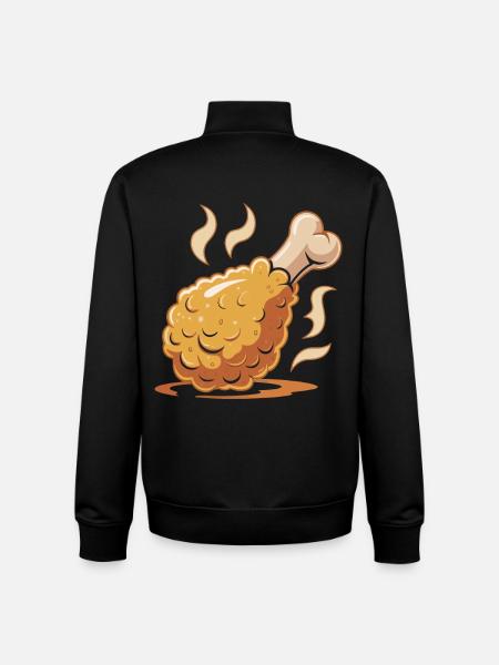 Crispy Chicken Leg Cartoon - Unisex Organic Zip Sweatshirt by Stanley/Stella - black