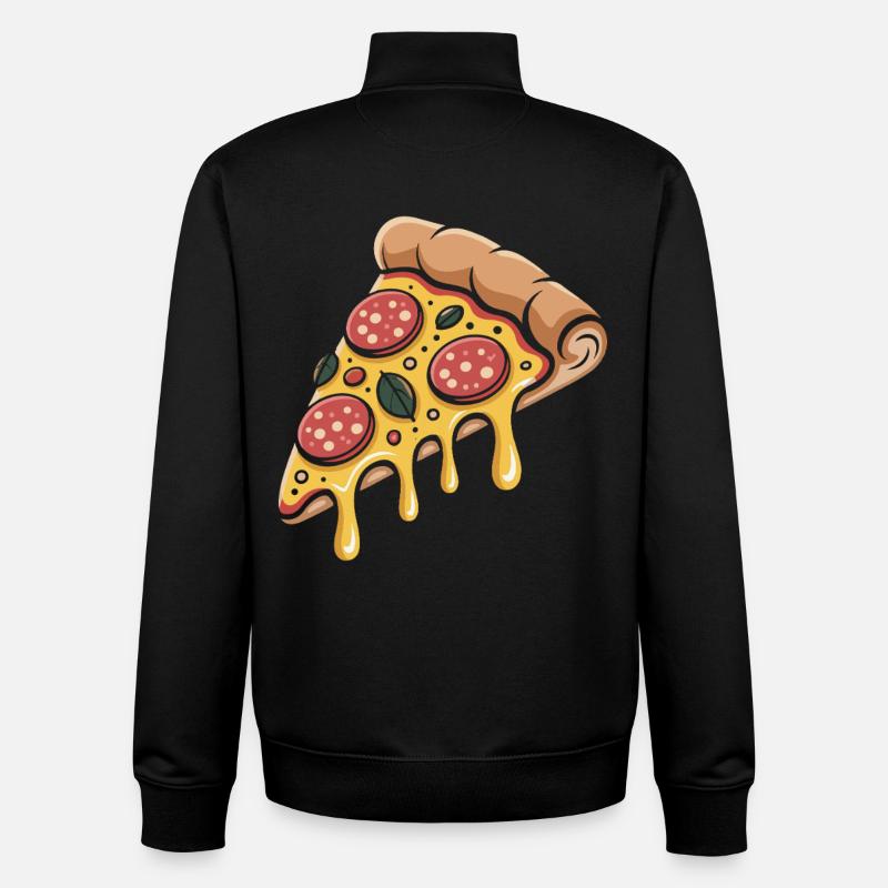 Pizza Handslice de dessins animés - Sweat zippé unisexe en coton bio Stanley/Stella - noir
