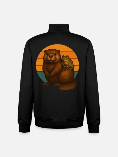 Biber und Frosch - Unisex Organic Zip Sweatshirt von Stanley/Stella - Schwarz