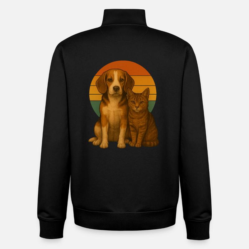 Beagle und Katze - Unisex Organic Zip Sweatshirt von Stanley/Stella - Schwarz