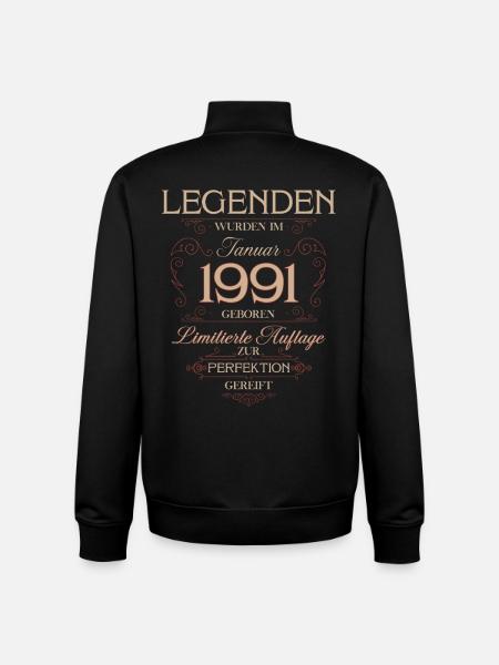 35th Birthday Legend January 1991 - Unisex Organic Zip Sweatshirt by Stanley/Stella - black