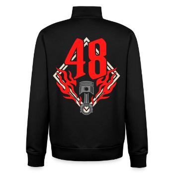 Numéro de course 48 – Passion du sport automobile - Sweat zippé unisexe en coton bio Stanley/Stella - noir - Dos - AI Model Male 185 light (185cm)
