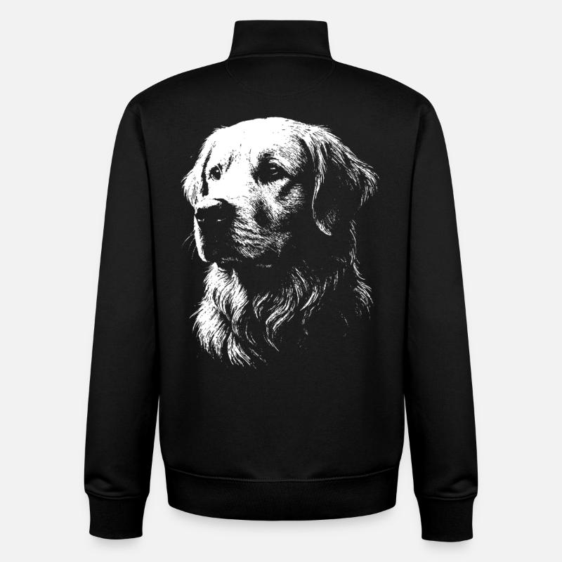 Portrait d'un Golden Retriever - Sweat zippé unisexe en coton bio Stanley/Stella - noir