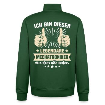 Dictons des techniciens en mécatronique - Sweat zippé unisexe en coton bio Stanley/Stella - vert bouteille - Dos - AI Model Male 185 dark (185cm)