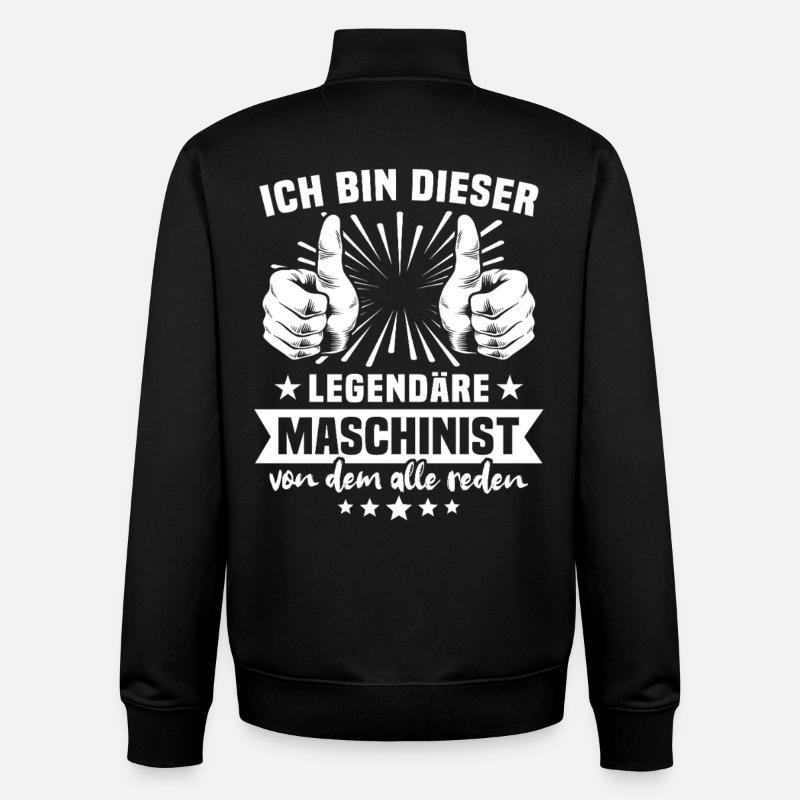 Légende du Machiniste - Sweat zippé unisexe en coton bio Stanley/Stella - noir