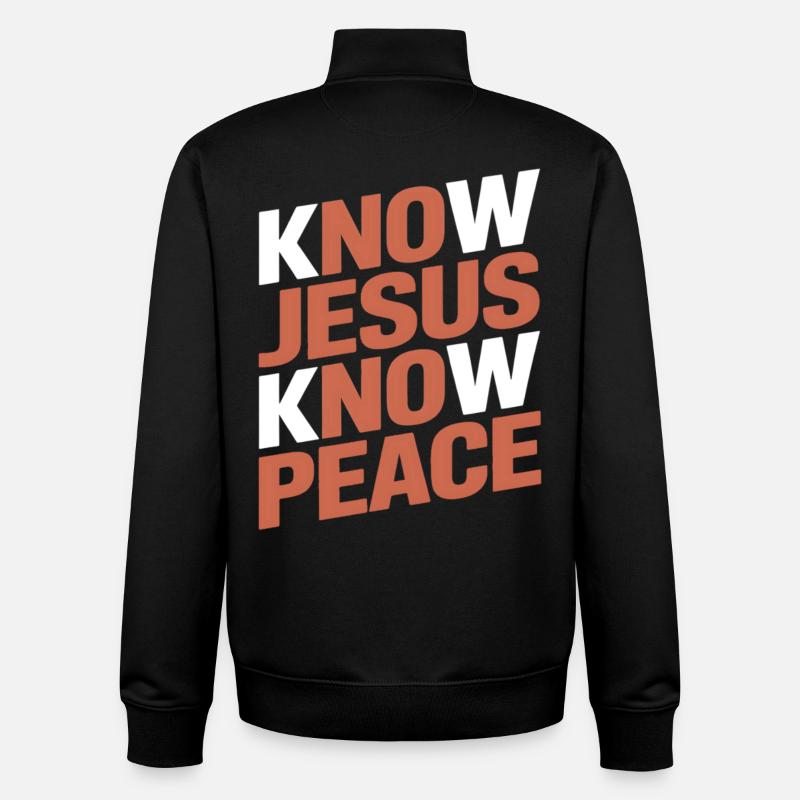 Know Jesus Know Peace - Unisex Organic Zip Sweatshirt von Stanley/Stella - Schwarz