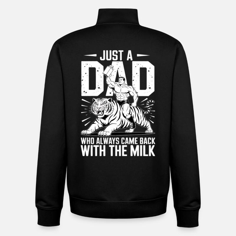 Milk Dad Tiger Hero - Unisex Organic Zip Sweatshirt by Stanley/Stella - black