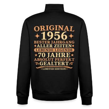 Original 1956 Baujahr 70. Geburtstag Geschenk - Unisex Organic Zip Sweatshirt von Stanley/Stella - Schwarz - Hinten - AI Model Male 185 light (185cm)