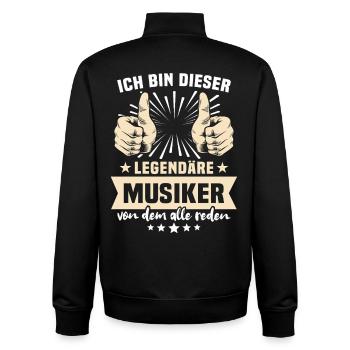 Dictons des musiciens - Sweat zippé unisexe en coton bio Stanley/Stella - noir - Dos - AI Model Male 185 light (185cm)