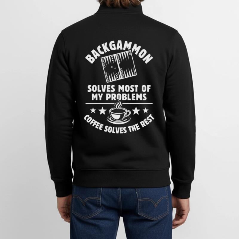 Backgammon solves most of my Problems - Kaffee Unisex Organic Zip Sweatshirt von Stanley/Stella