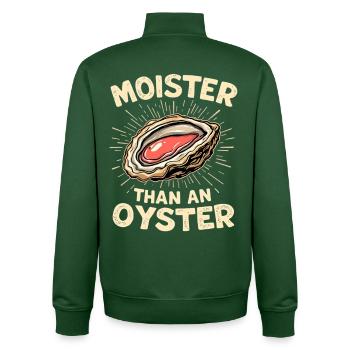 Moit comme une huître – jeu de mots - Sweat zippé unisexe en coton bio Stanley/Stella - vert bouteille - Dos - AI Model Male 185 dark (185cm)