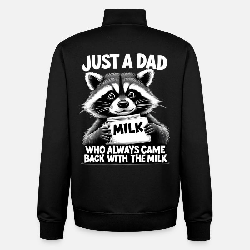 Raccoon Dad Milk Meme - Unisex Organic Zip Sweatshirt by Stanley/Stella - black