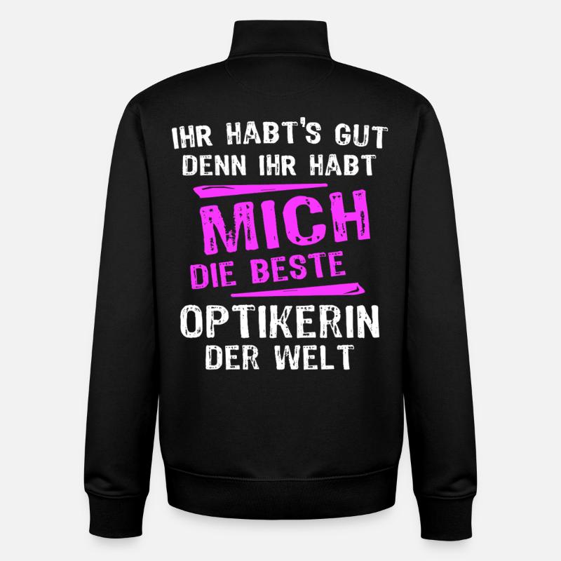 Opticien Spruch - Sweat zippé unisexe en coton bio Stanley/Stella - noir