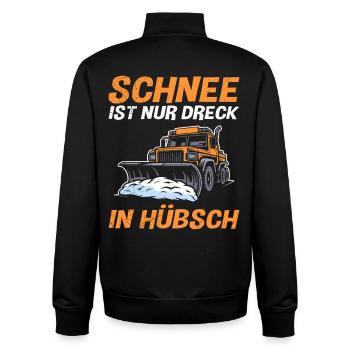 Schneeräumer SCHNEE IST NUR DRECK IN HÜBSCH - Unisex Organic Zip Sweatshirt von Stanley/Stella - Schwarz - Hinten - AI Model Male 185 light (185cm)
