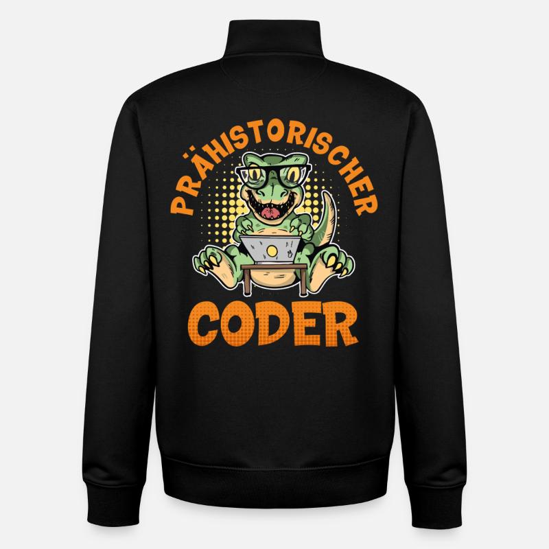 Coding PREHISTORIC CODER Fun - Unisex Organic Zip Sweatshirt by Stanley/Stella - black