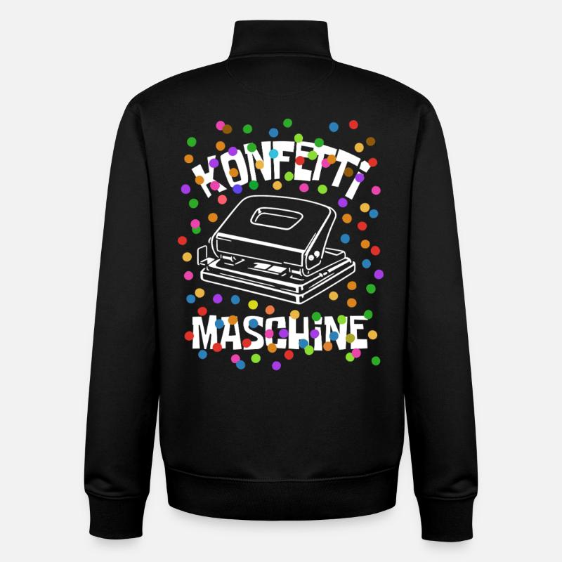 Machine à confettis - Carnaval - Déguisement - Sweat zippé unisexe en coton bio Stanley/Stella - noir