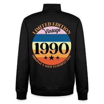 1990er Vintage-Geburtstagsgeschenk 90er Jahre - Unisex Organic Zip Sweatshirt von Stanley/Stella - Schwarz - Hinten - AI Model Male 185 light (185cm)