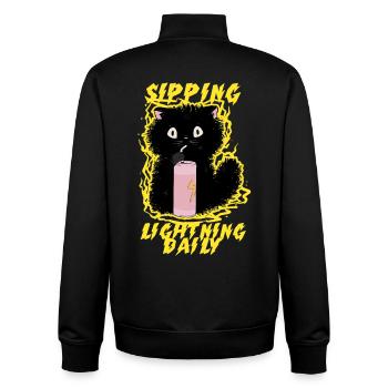 Energy Drink Sipping Lightning Daily - Unisex Organic Zip Sweatshirt von Stanley/Stella - Schwarz - Hinten - AI Model Male 185 light (185cm)