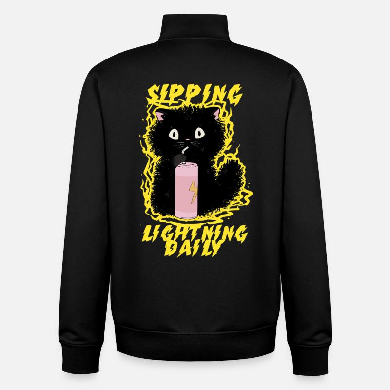 Boisson énergisante sirotant Lightning chaque jour - Sweat zippé unisexe en coton bio Stanley/Stella - noir