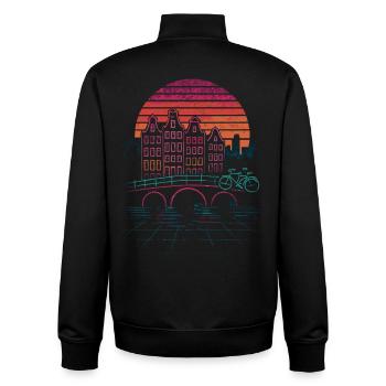 Nachtsonne über Amsterdamer Kanäle - Unisex Organic Zip Sweatshirt von Stanley/Stella - Schwarz - Hinten - AI Model Male 185 light (185cm)