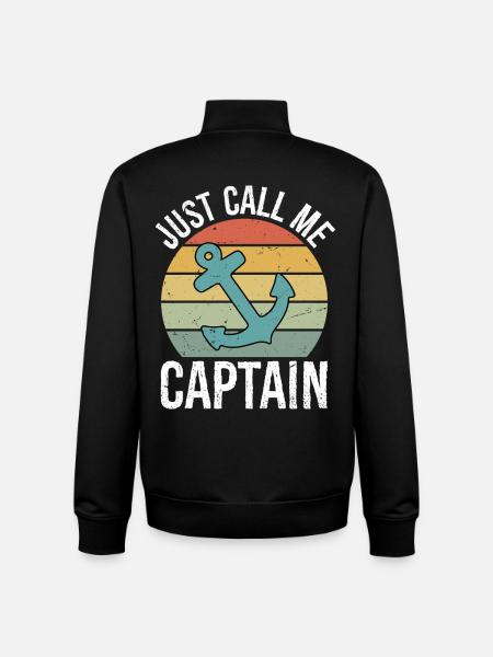 Retro vintage båd Bare Kald Mig Kaptajn - Stanley/Stella unisex sweatshirt med lynlås i økologisk - sort