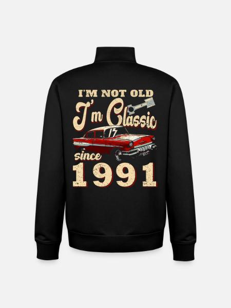 Not old, I'm classic 1991 car - Unisex Organic Zip Sweatshirt by Stanley/Stella - black