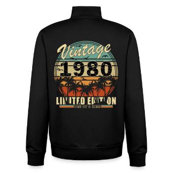 Vintage 1980's Limited Edition - Unisex Organic Zip Sweatshirt by Stanley/Stella - black - Back - AI Model Male 185 light (185cm)