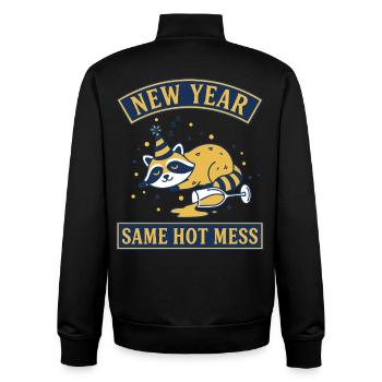 Neujahr Dasselbe Durcheinander Lustiges Waschbärendesign - Unisex Organic Zip Sweatshirt von Stanley/Stella - Schwarz - Hinten - AI Model Male 185 light (185cm)