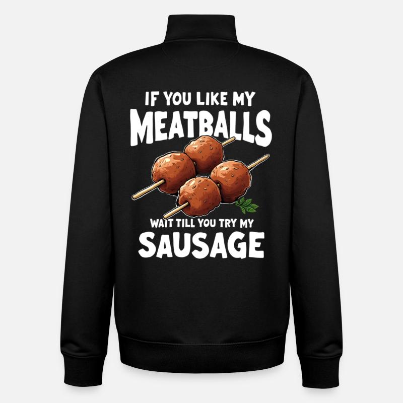 Fleischbällchen Spießwitz Spruch - Unisex Organic Zip Sweatshirt von Stanley/Stella - Schwarz