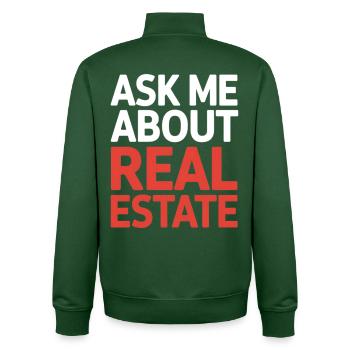 Frag Mich Nach Immobilien - Unisex Organic Zip Sweatshirt von Stanley/Stella - Flaschengrün - Hinten - AI Model Male 185 dark (185cm)