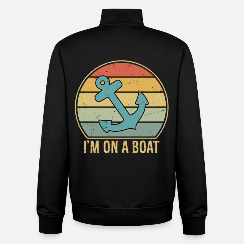 Je suis sur un bateau - Sweat zippé unisexe en coton bio Stanley/Stella - noir