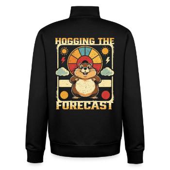 Groundhog Day Groundhog Hogging The Forecast - Unisex Organic Zip Sweatshirt by Stanley/Stella - black - Back - AI Model Male 185 light (185cm)