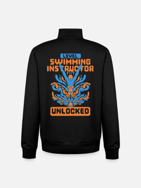 Schwimmlehrer Level Swimming Instructor Unlocked - Unisex Organic Zip Sweatshirt by Stanley/Stella - black