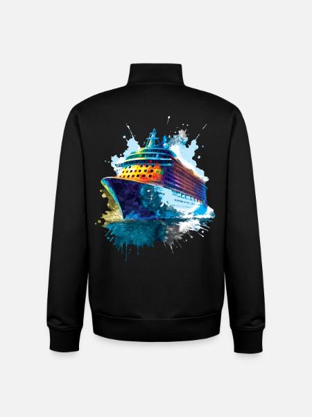 Cruise Ship Illustration Ocean Travel - Unisex Organic Zip Sweatshirt by Stanley/Stella - black
