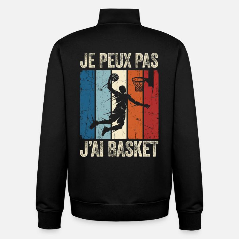 Je peux pas j'ai basket - Sweat zippé unisexe en coton bio Stanley/Stella - noir