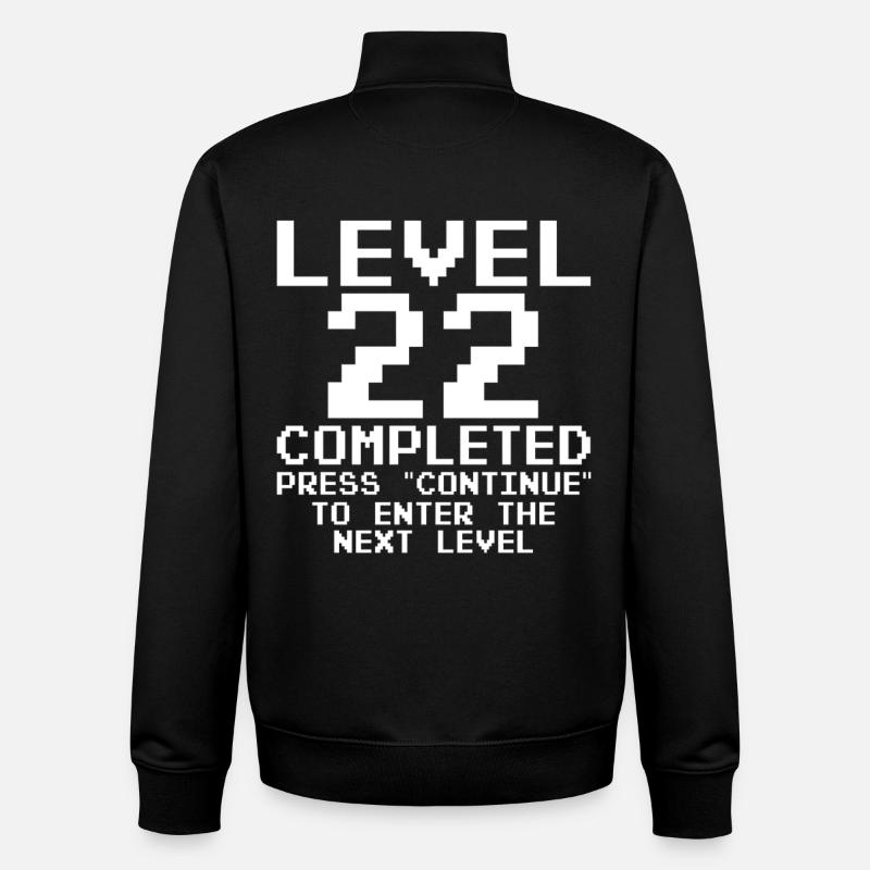 Niveau 22 Pixel Rétro terminé - Sweat zippé unisexe en coton bio Stanley/Stella - noir