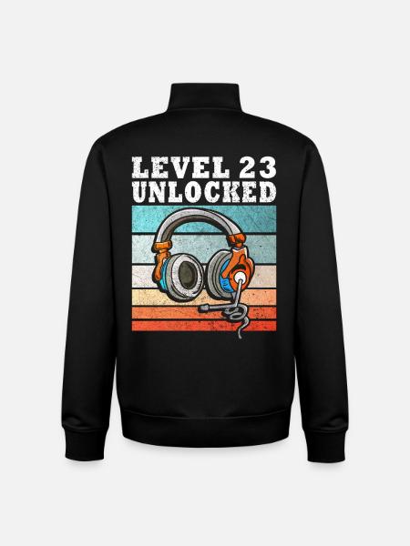 Level 23 Unlocked mit Kopfhörern - Unisex Organic Zip Sweatshirt von Stanley/Stella - Schwarz