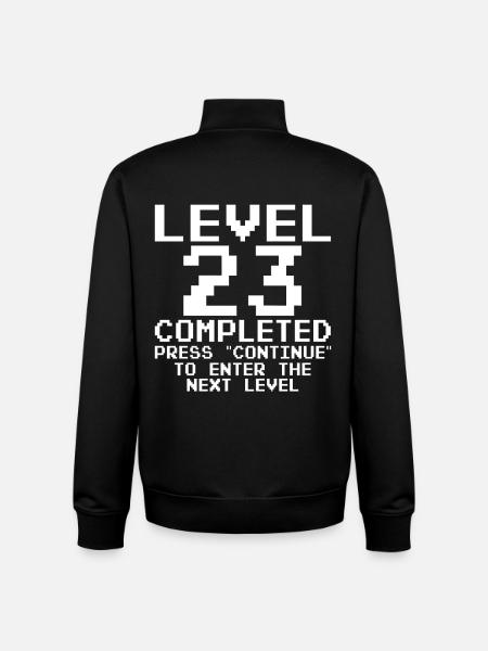 Level 23 Completed Pixel Badge - Unisex Organic Zip Sweatshirt by Stanley/Stella - black
