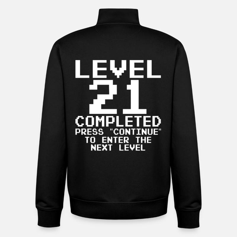 Level 21 Completed Pixel Quest - Unisex Organic Zip Sweatshirt by Stanley/Stella - black