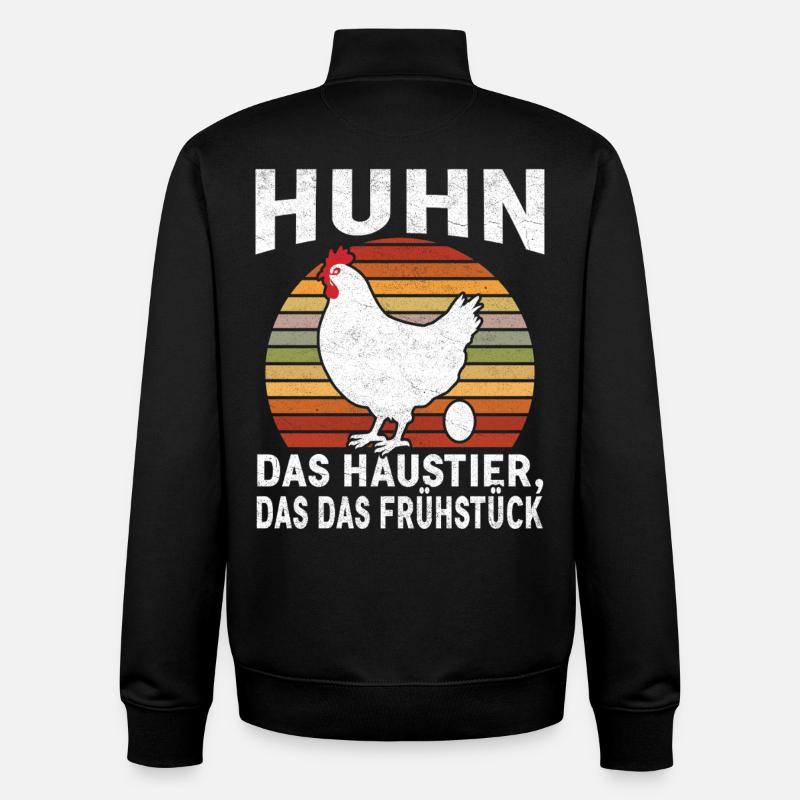 Humour Chicken Breakfast Rétro - Sweat zippé unisexe en coton bio Stanley/Stella - noir