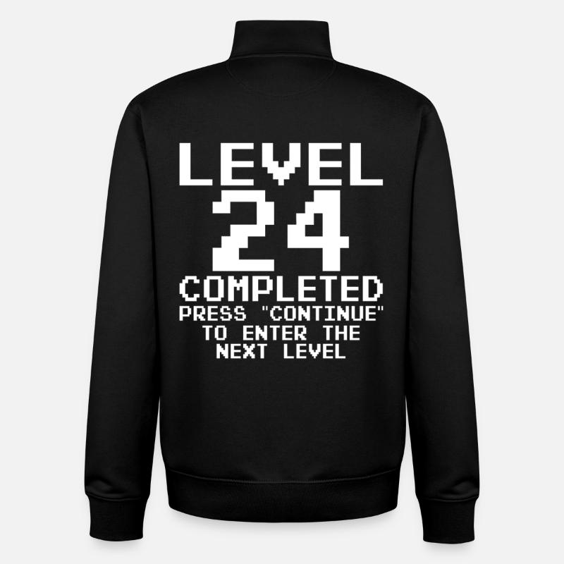 Level 24 Completed – Pixel Retro - Unisex Organic Zip Sweatshirt by Stanley/Stella - black