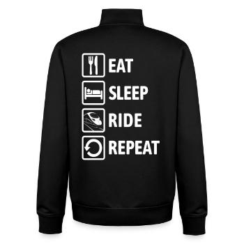 Eat Sleep Ride Repeat - Eisenbahn fahren - Unisex Organic Zip Sweatshirt von Stanley/Stella - Schwarz - Hinten - AI Model Male 185 light (185cm)