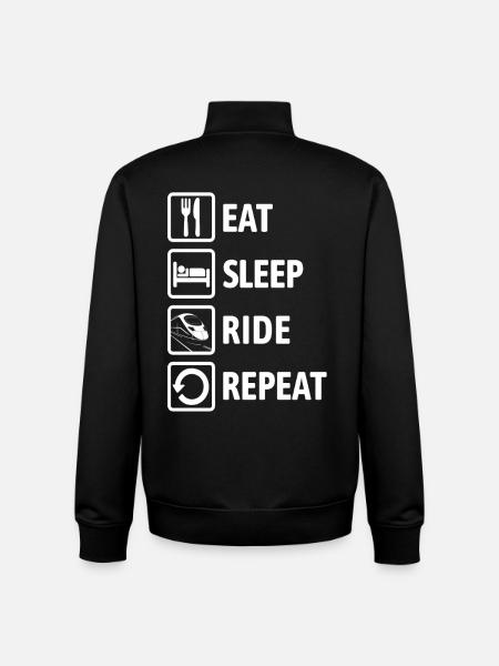Eat Sleep Ride Repeat - Train Ride - Unisex Organic Zip Sweatshirt by Stanley/Stella - black