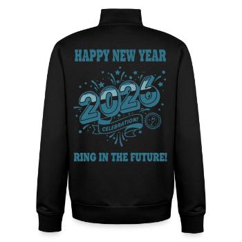 Joyeuse année 2026 Célébration Anneau Avenir - Sweat zippé unisexe en coton bio Stanley/Stella - noir - Dos - AI Model Male 185 light (185cm)