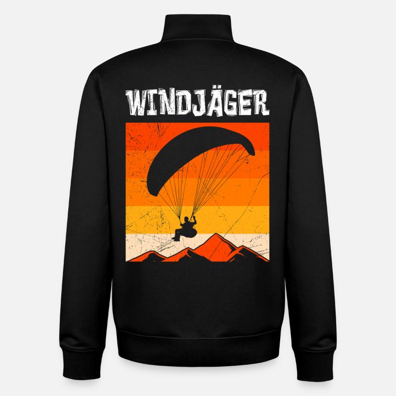 Paraglider WINDJÄGER Funny - Unisex Organic Zip Sweatshirt by Stanley/Stella - black