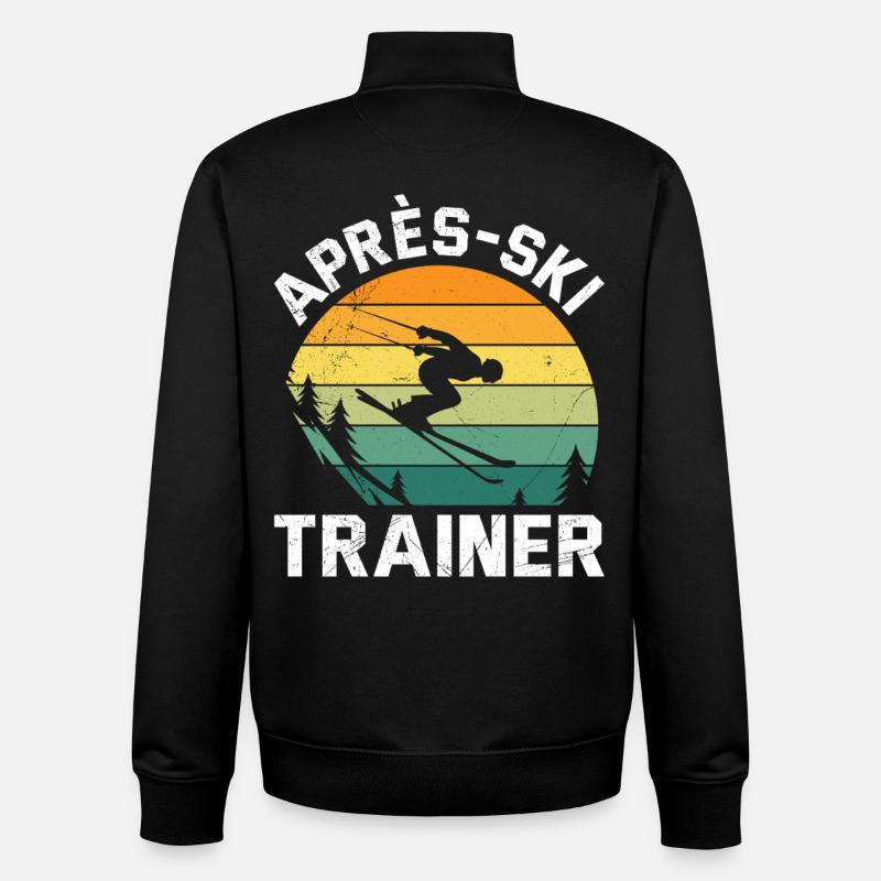 Skier funny APRES-SKI TRAINER FUNNY - Unisex Organic Zip Sweatshirt by Stanley/Stella - black