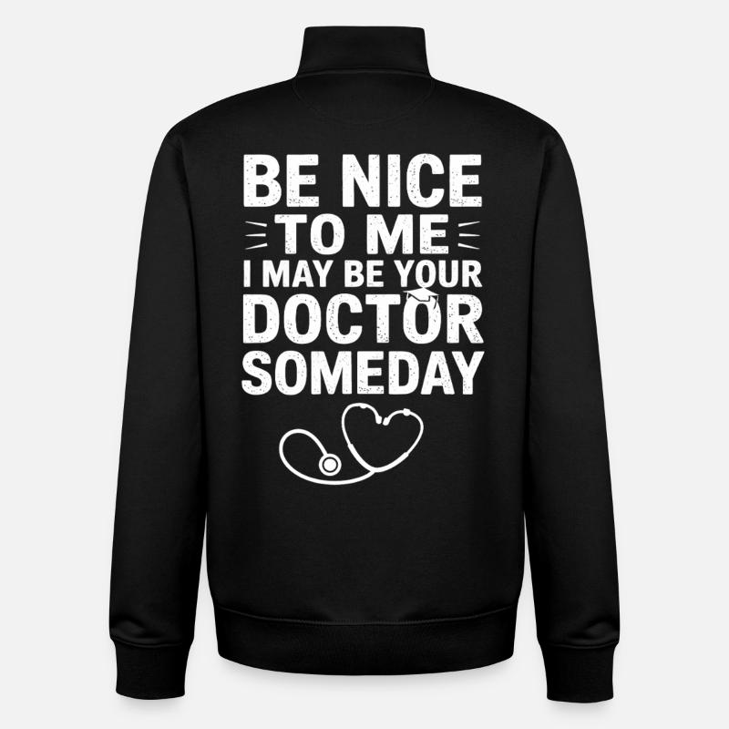 Sois gentil avec moi, Docteur Tee - Sweat zippé unisexe en coton bio Stanley/Stella - noir