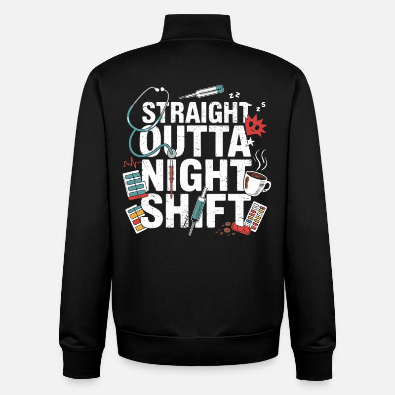 Nachtschicht Helden Motiv - Unisex Organic Zip Sweatshirt von Stanley/Stella - Schwarz