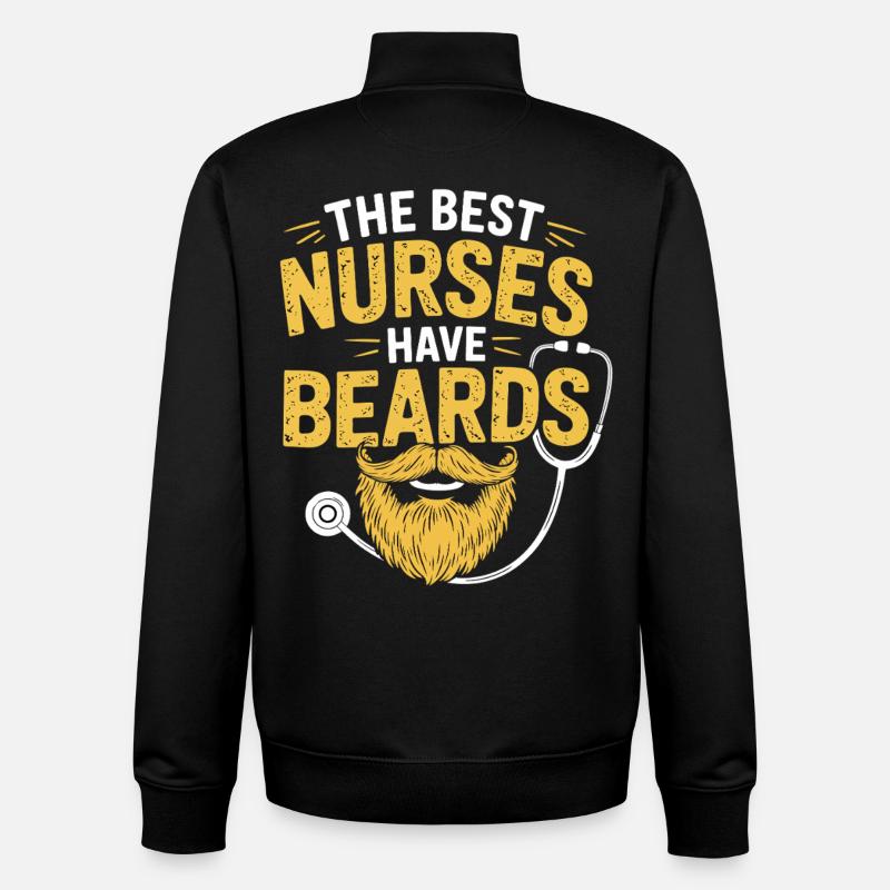 Best Nurses With Beards - Unisex Organic Zip Sweatshirt by Stanley/Stella - black